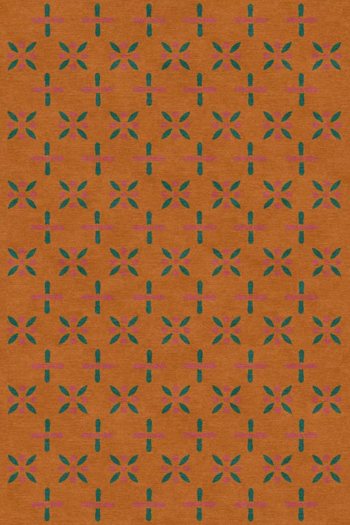 Handmade Wool Tibetan Rug with Abstract Cross Lotus Pattern