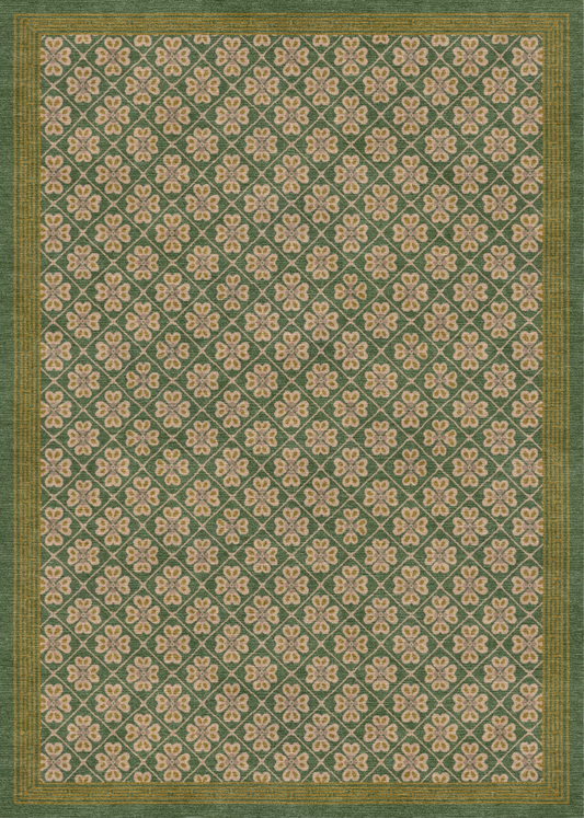 Handmade Wool Tibetan Rug with Abstract Cross Lotus Pattern