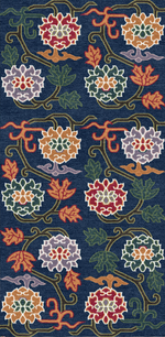 Handwoven Wool Tibetan Rug - Twelve Padma Figurative Lotus Motif