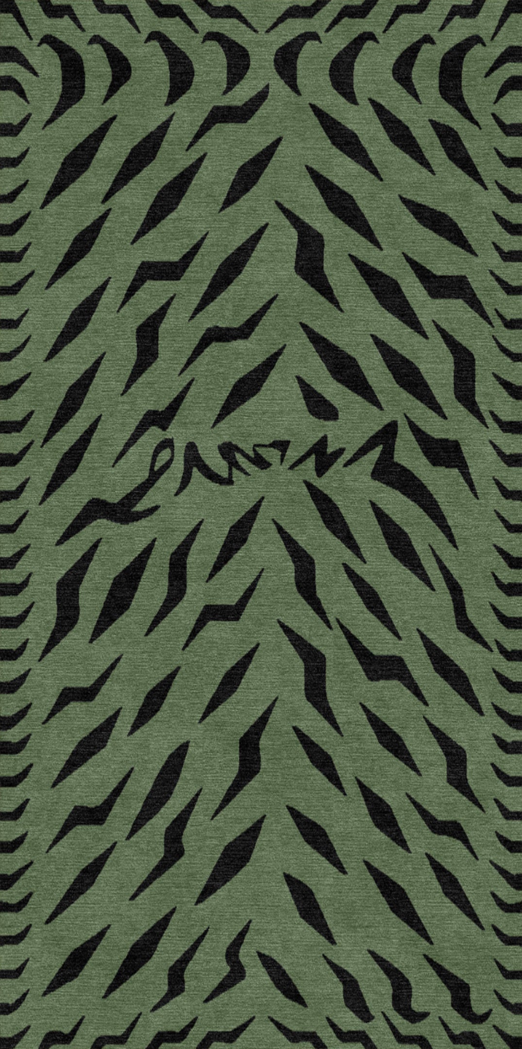 Handwoven wool carpet with tiger pattern
