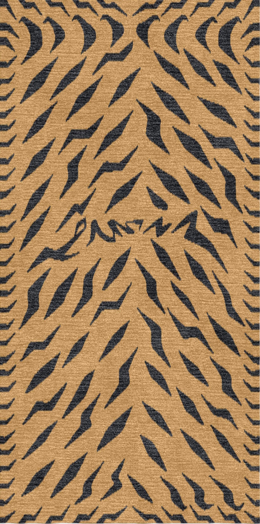 Handwoven wool carpet with tiger pattern