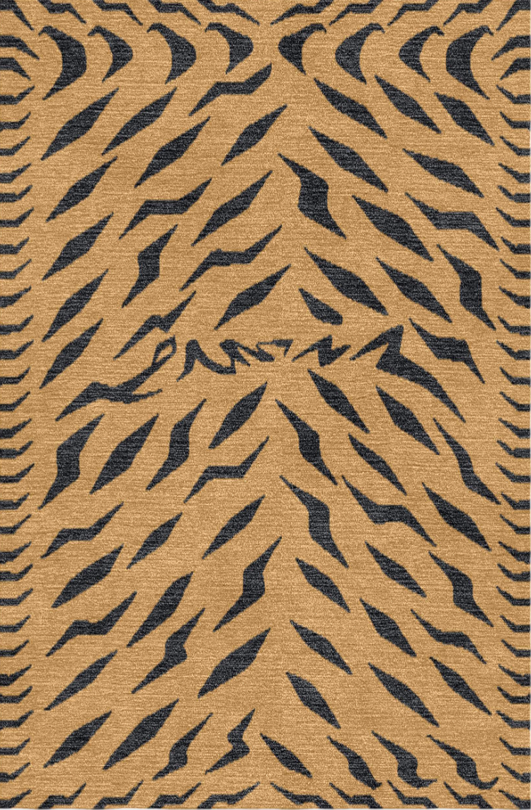 Handwoven wool carpet with tiger pattern
