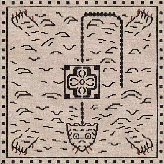 Handwoven Wool Tibetan Rug - Traditional Tiger Pelt Motif