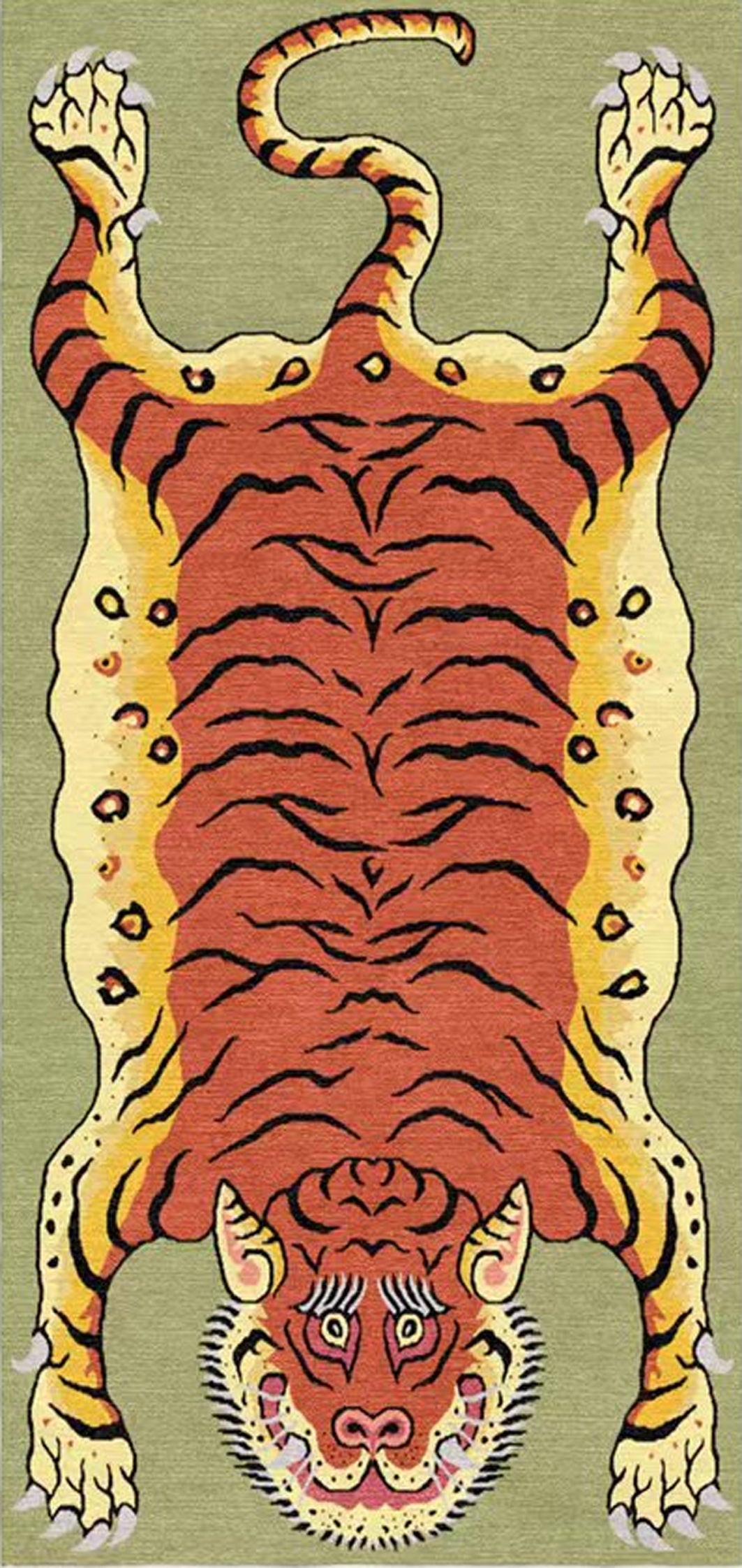 Handmade Wool Tibetan Rug with Classic Tiger Pattern