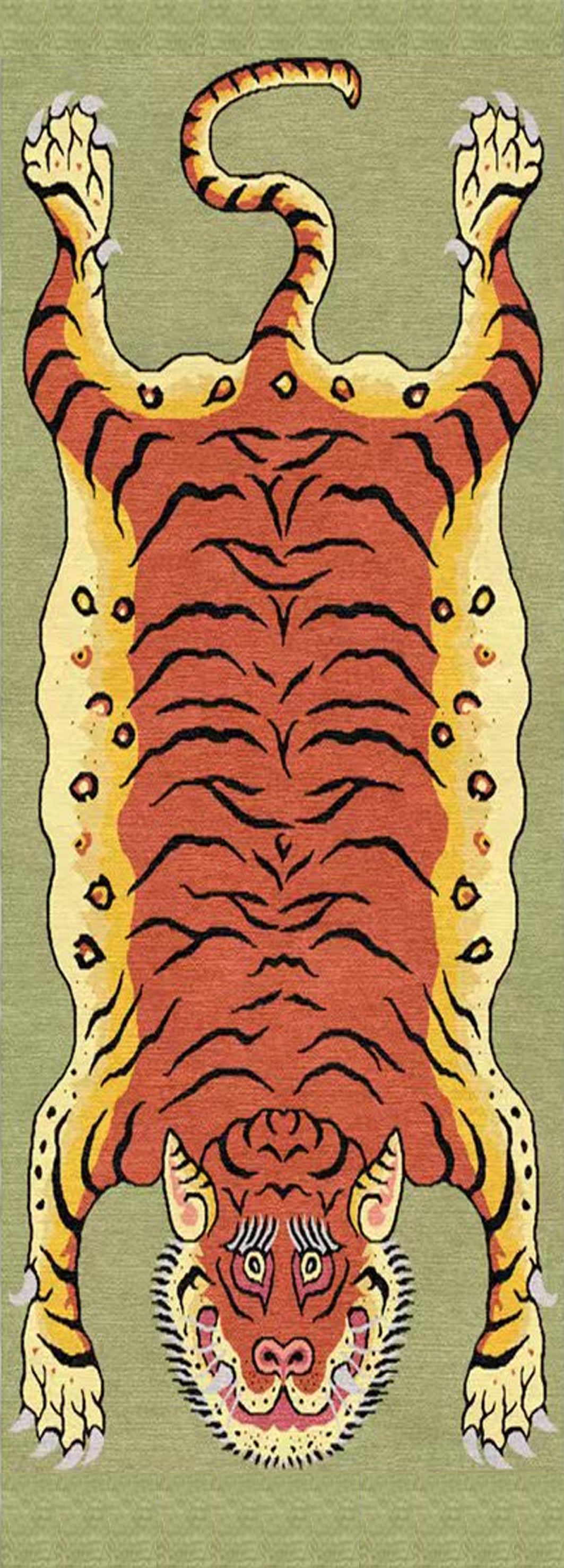 Handmade Wool Tibetan Rug with Classic Tiger Pattern