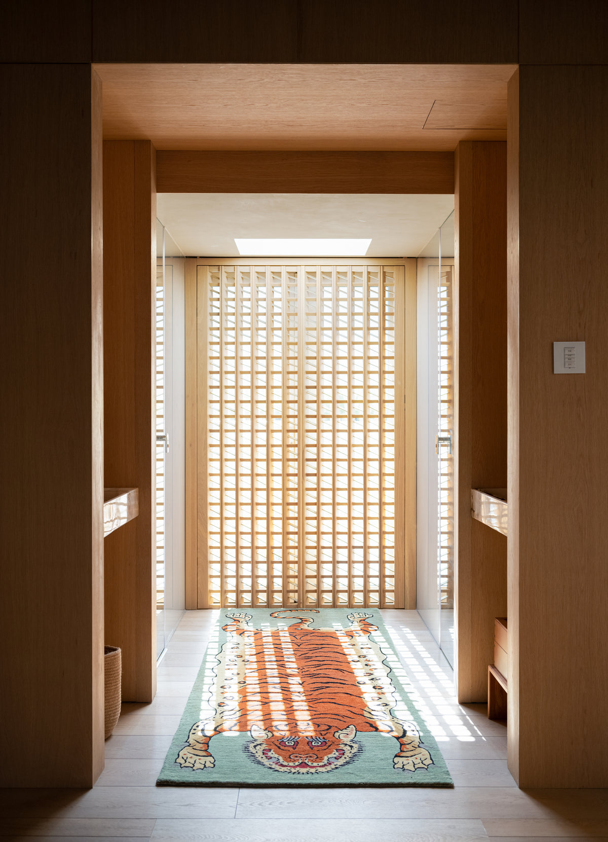 Handmade Wool Tibetan Rug with Classic Tiger Pattern