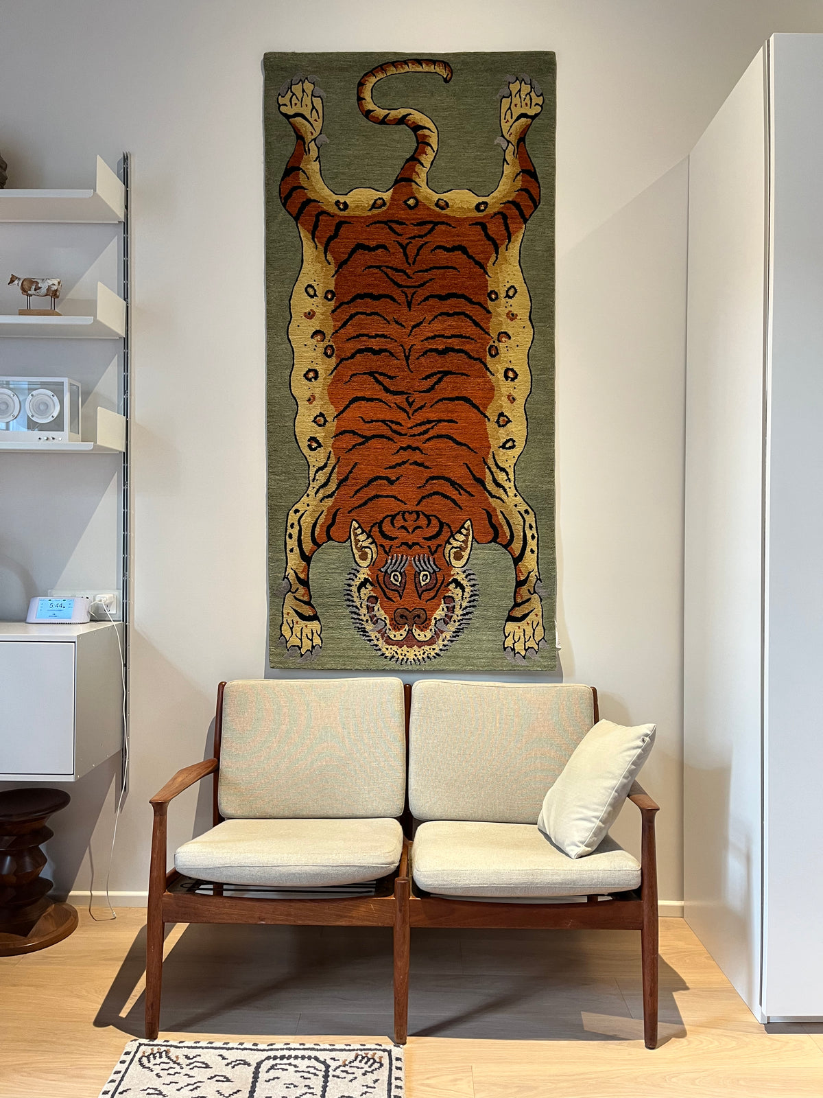 Handmade Wool Tibetan Rug with Classic Tiger Pattern