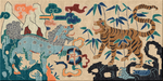 Handmade Wool Tibetan Rug with Snow Lion and Tiger Pattern