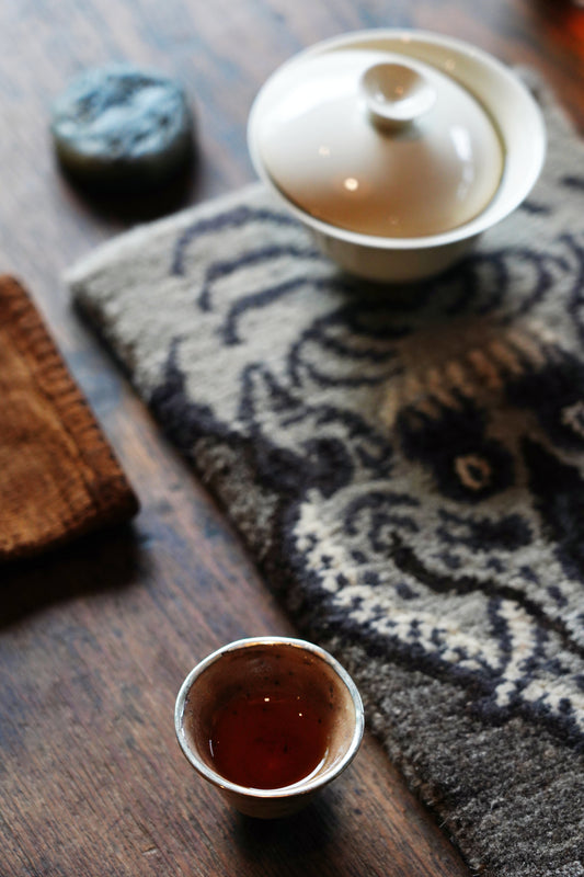 Handmade Wool Tibetan Coaster with Tiger Tea Talisman Pattern