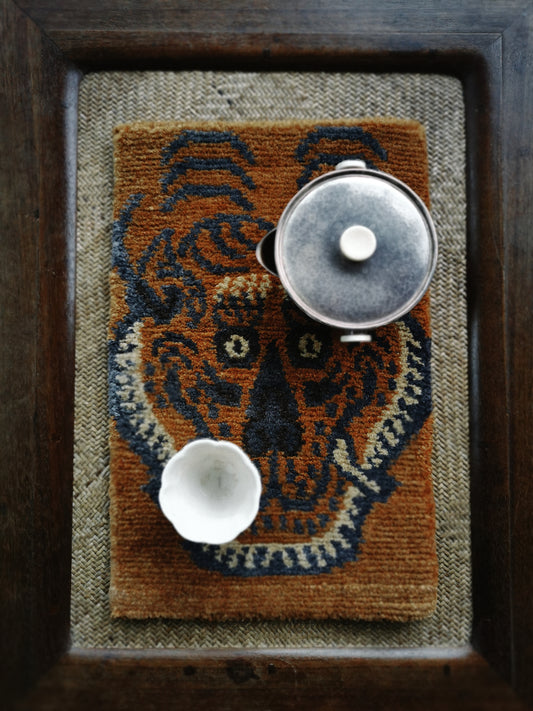 Handmade Wool Tibetan Coaster with Tiger Tea Talisman Pattern