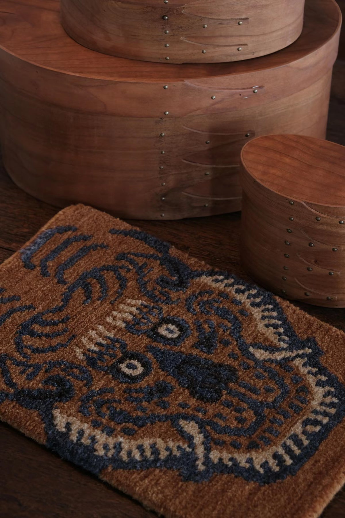 Handmade Wool Tibetan Coaster with Tiger Tea Talisman Pattern