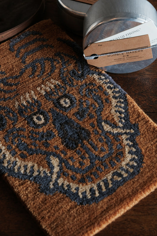 Handmade Wool Tibetan Coaster with Tiger Tea Talisman Pattern