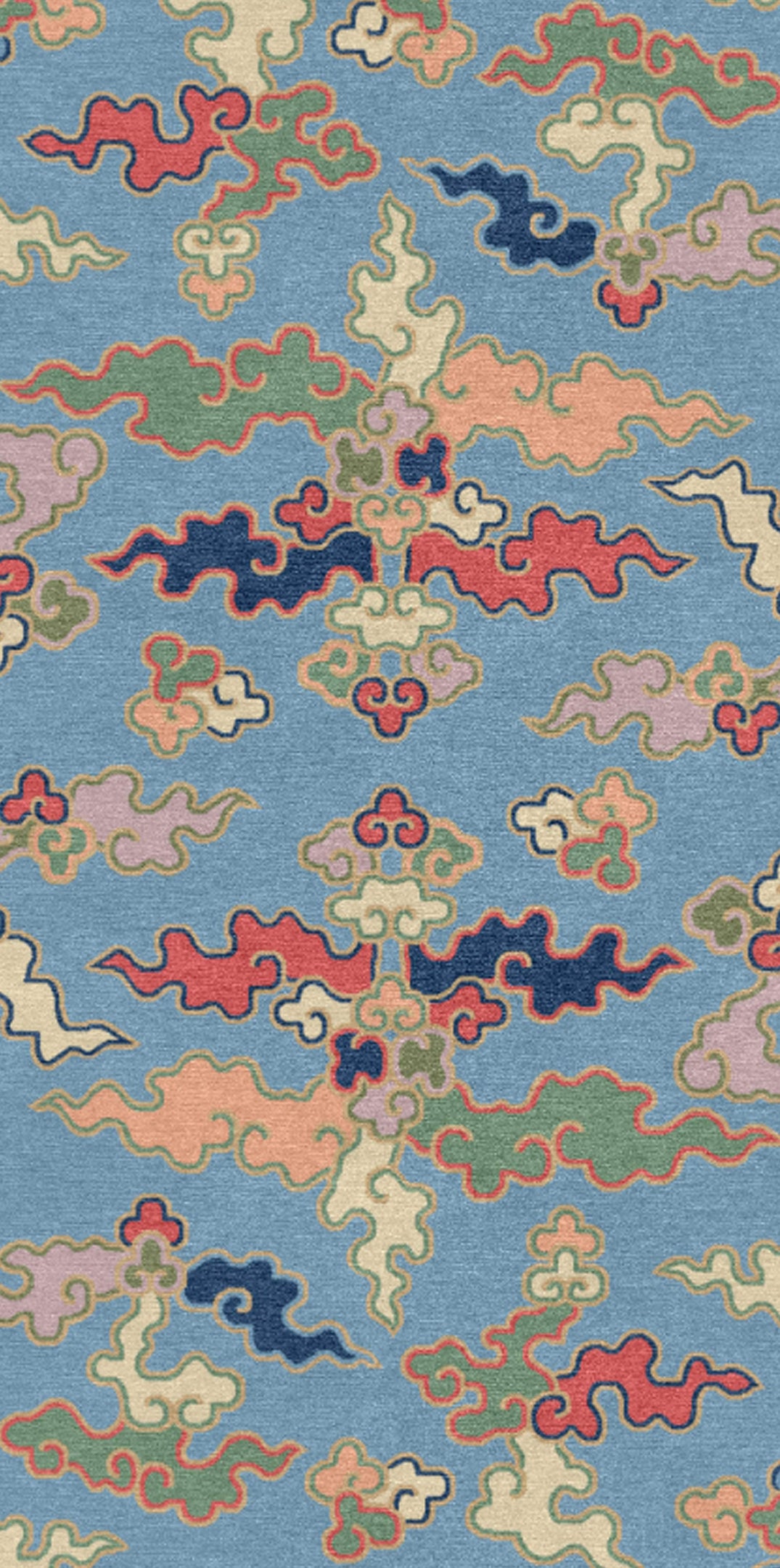 Handmade Wool Tibetan Rug with Auspicious Cloud Pattern
