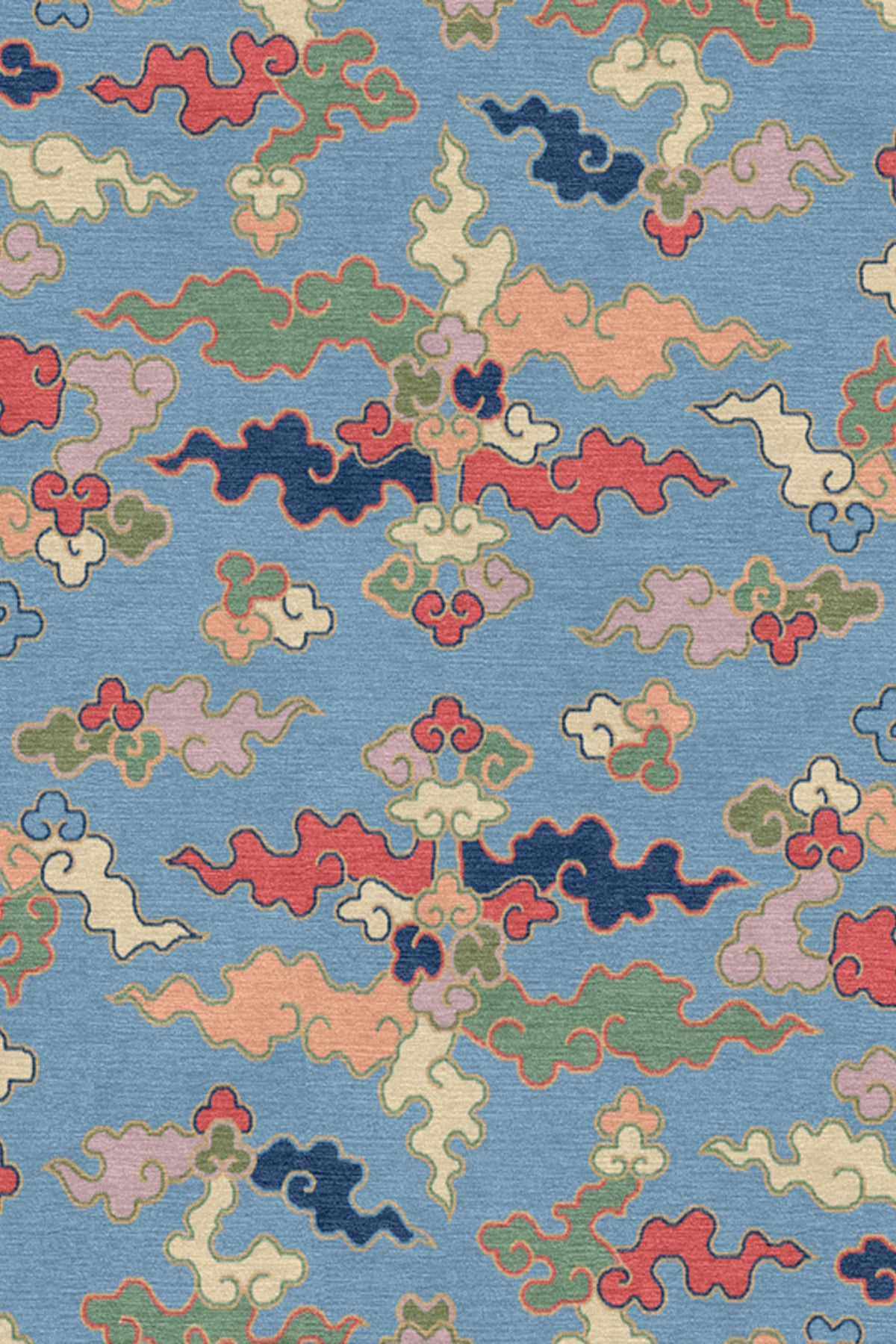 Handmade Wool Tibetan Rug with Auspicious Cloud Pattern