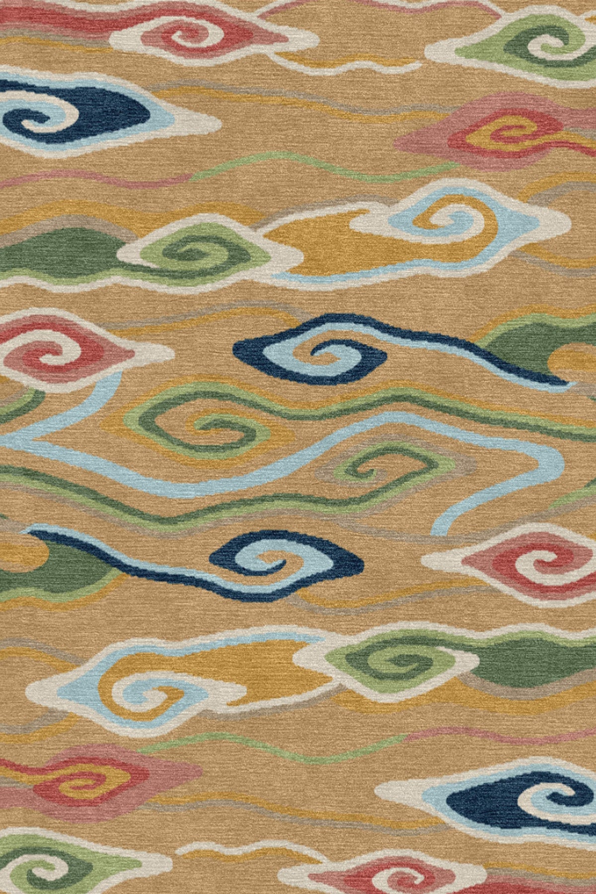Handmade Wool Tibetan Rug with Auspicious Blessing Pattern