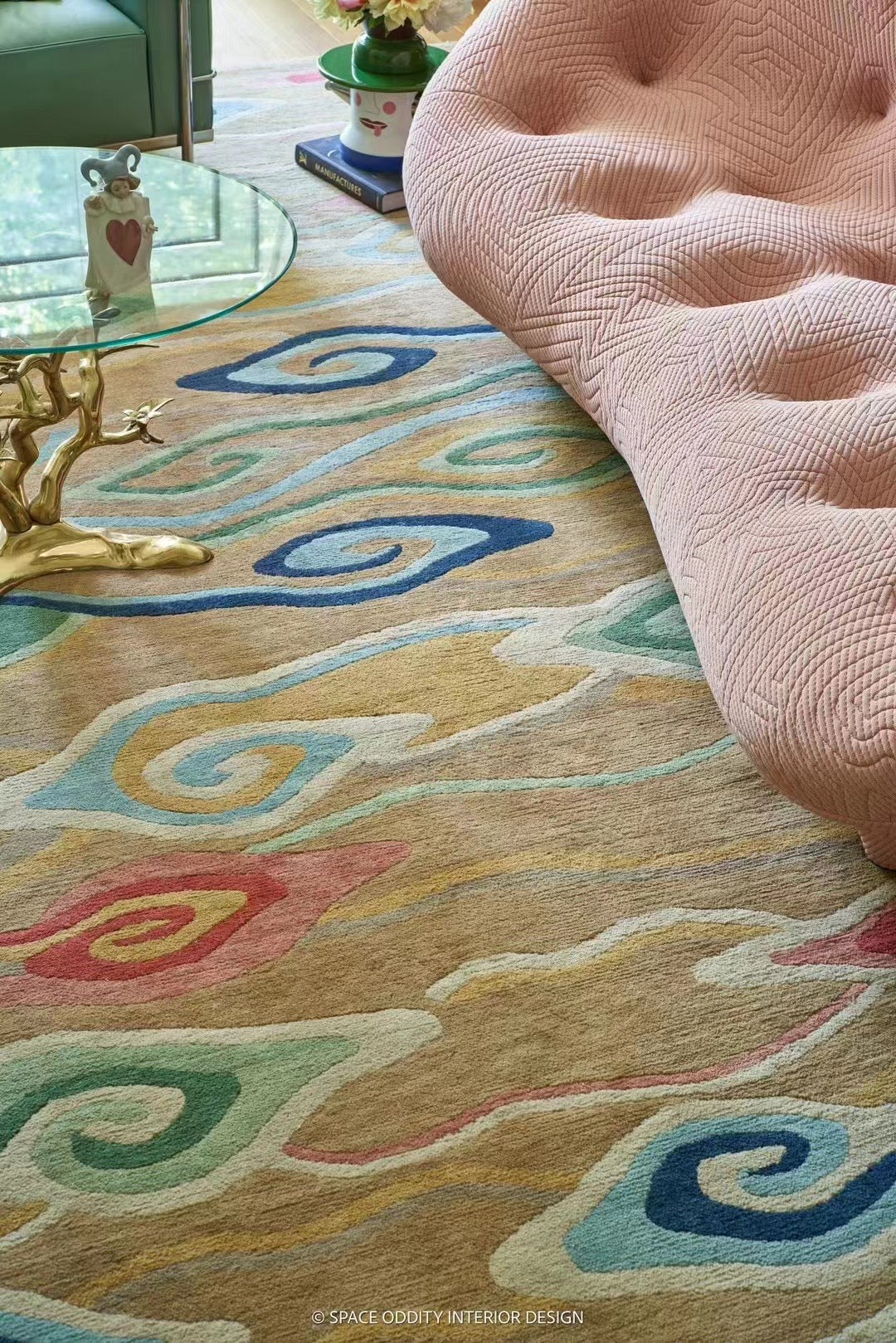 Handmade Wool Tibetan Rug with Auspicious Blessing Pattern