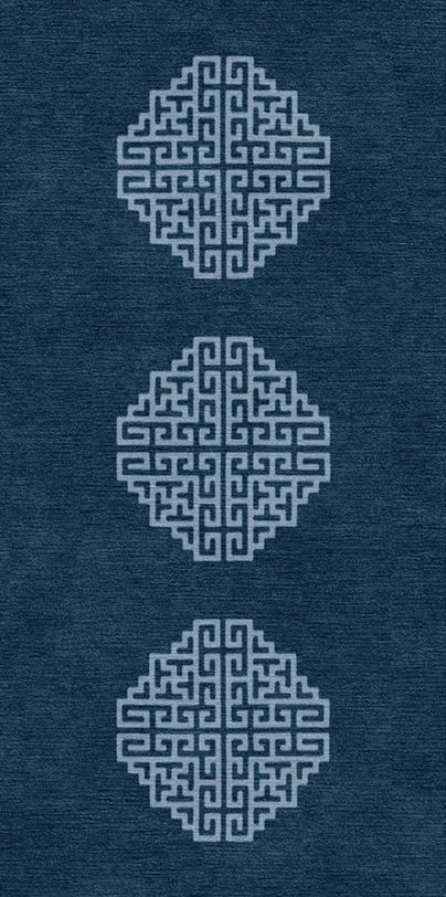Handwoven Wool Tibetan Rug - Kui Border & Meander Geometric Motif