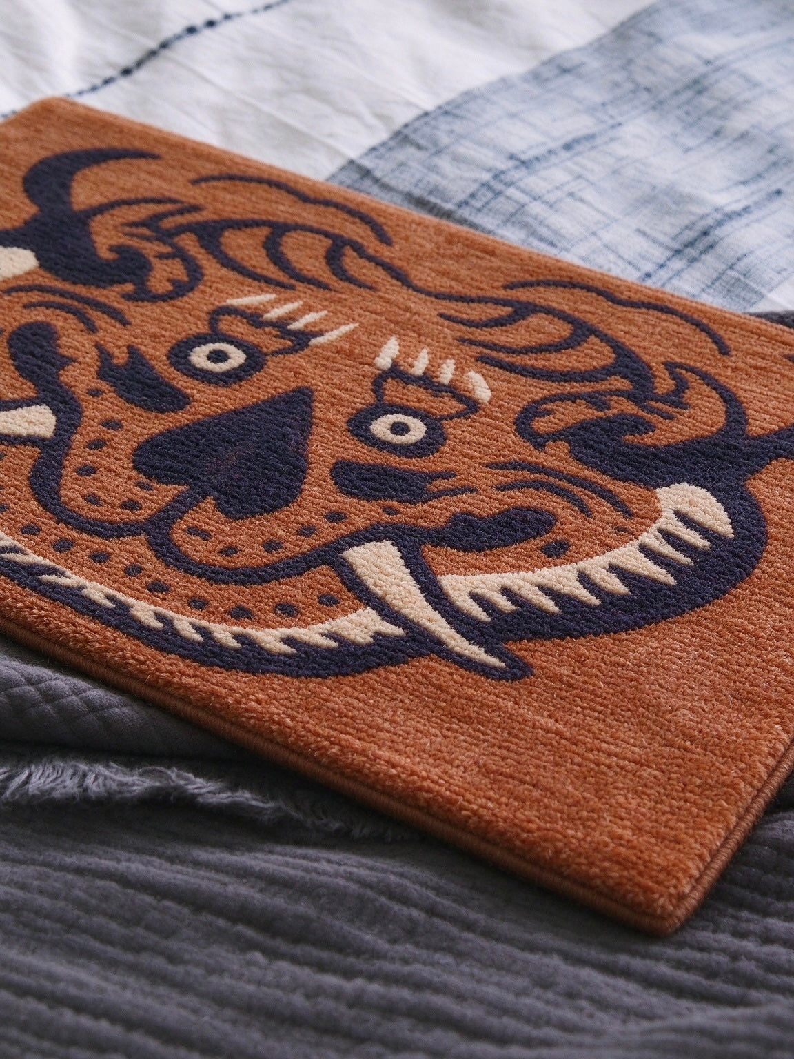 Handwoven Wool Tibetan Rug Tea Coaster - Tiger Motif